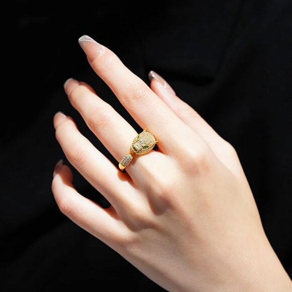 Neiman Marcus 18K Gold-Plated Adjustable Panther Ring - Picture 2 of 5